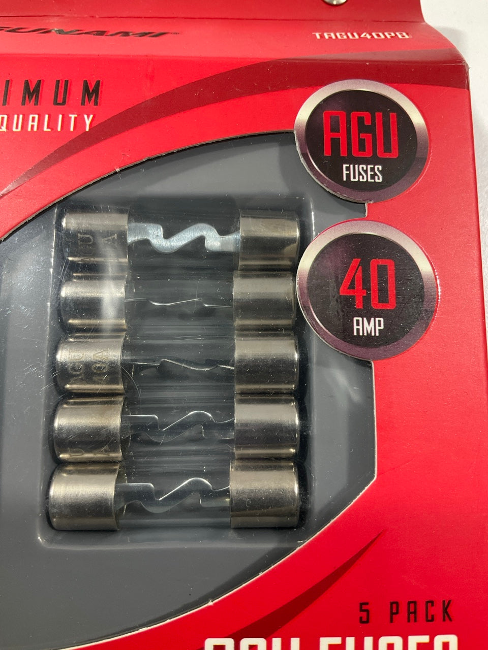 Metra TAGU40PB Tsunami 40 Amp AGU Glass Fuses, 40 Amps, For Car Audio, 5 / PACK