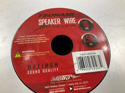 Metra TSW1650PB 50 Feet 16 Gauge Copper Clad Aluminum Speaker Wire Roll