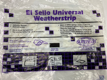 Metro Adhesive Backed EPDM Rubber Weatherstrip Seal - 3/4'' W X 5/16'' T, 10' L