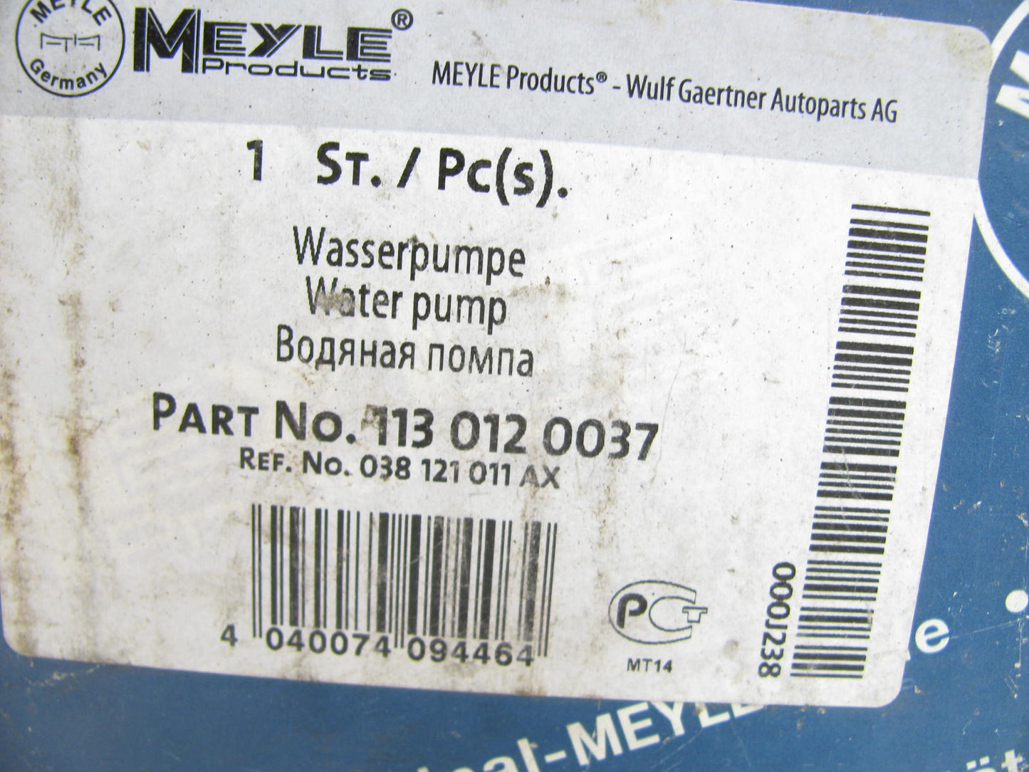 Meyle 113-012-0037 Water Pump 98-03 VW Beeltle Golf Jetta1.9L TDI Diesel