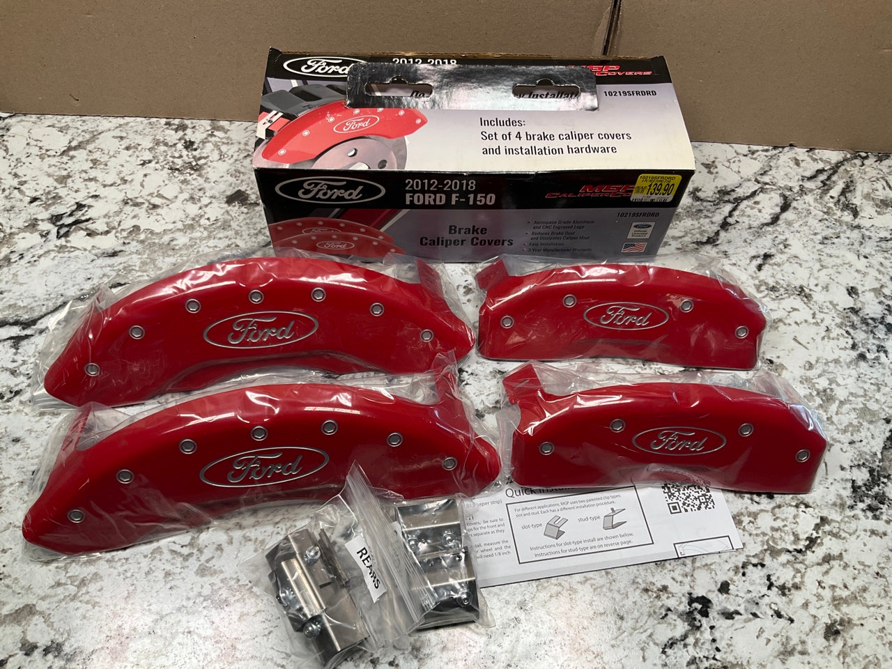 MGP 10219SFRDRD RED Aluminum Brake Caliper Covers (Front & Rear) For 12-18 F-150