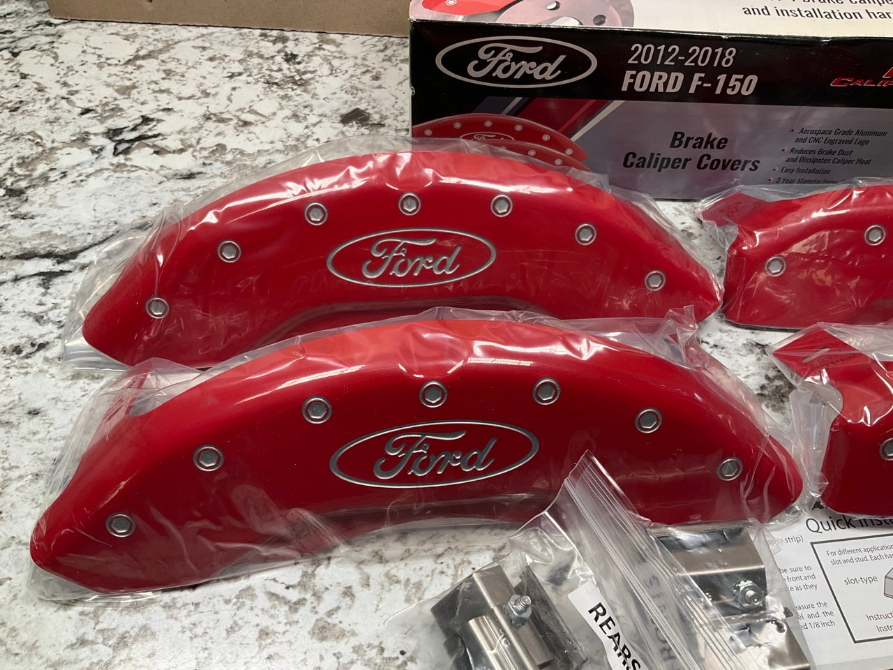 MGP 10219SFRDRD RED Aluminum Brake Caliper Covers (Front & Rear) For 12-18 F-150