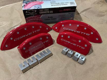 MGP 13007SCV5RD CNC Billet Aluminum Brake Caliper Covers Set - 97-04 Corvette C5