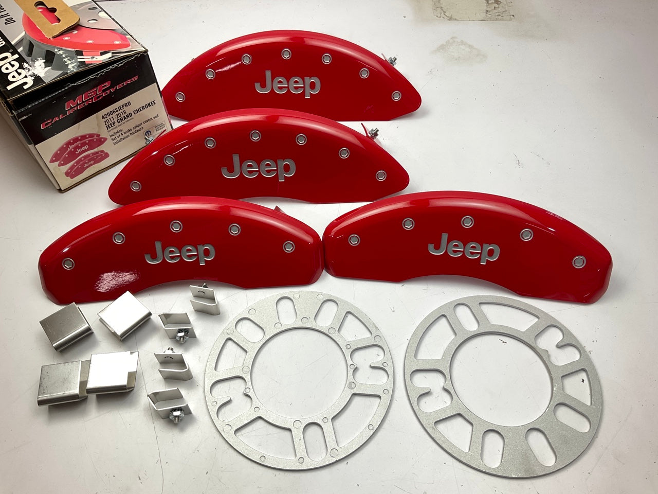 MGP 42006SJEPRD RED Disc Brake Caliper Cover For 2011-2016 Grand Cherokee
