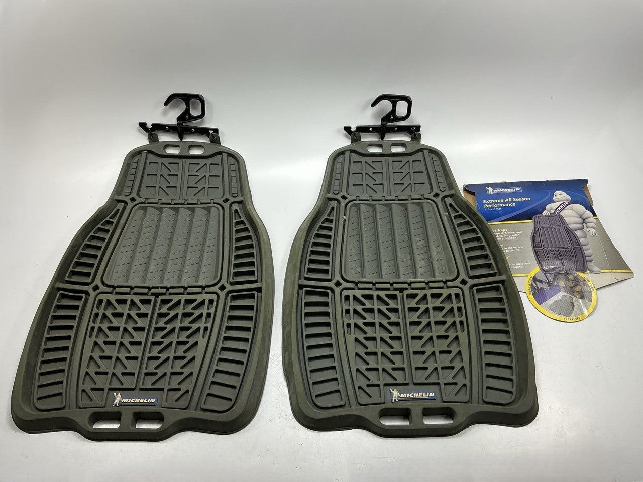 (2) Compact Work Truck Rubber Floor Liner Mats Heavy Duty Rubber - 28''x18-1/2''