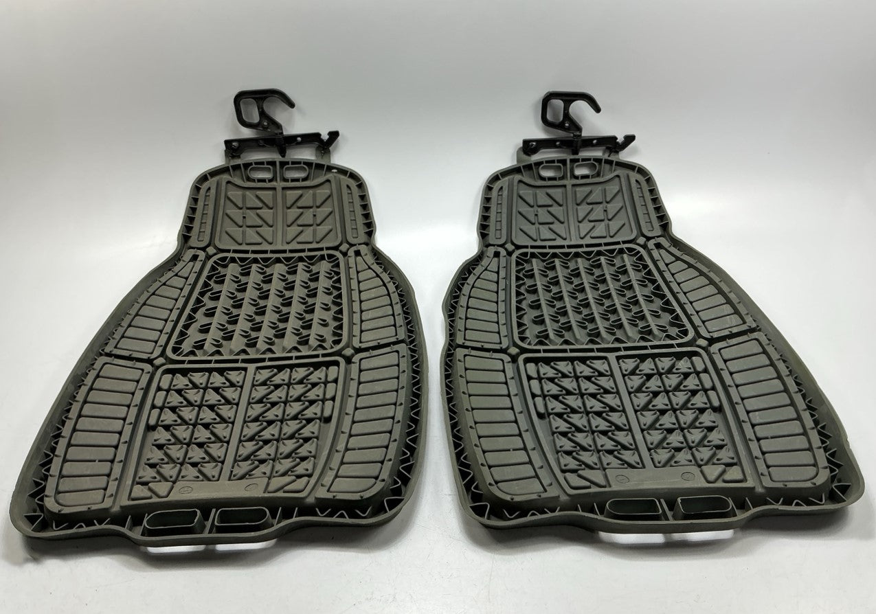 (2) Compact Work Truck Rubber Floor Liner Mats Heavy Duty Rubber - 28''x18-1/2''