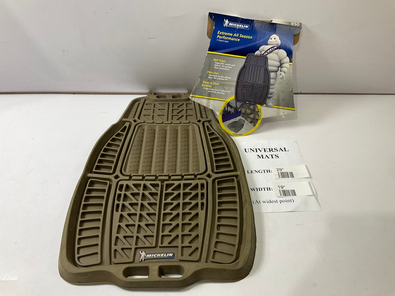 1 PIECE - Michelin 950-54 Deep-Tray Rubber Floor Mat, Tan 28''x19'' Size