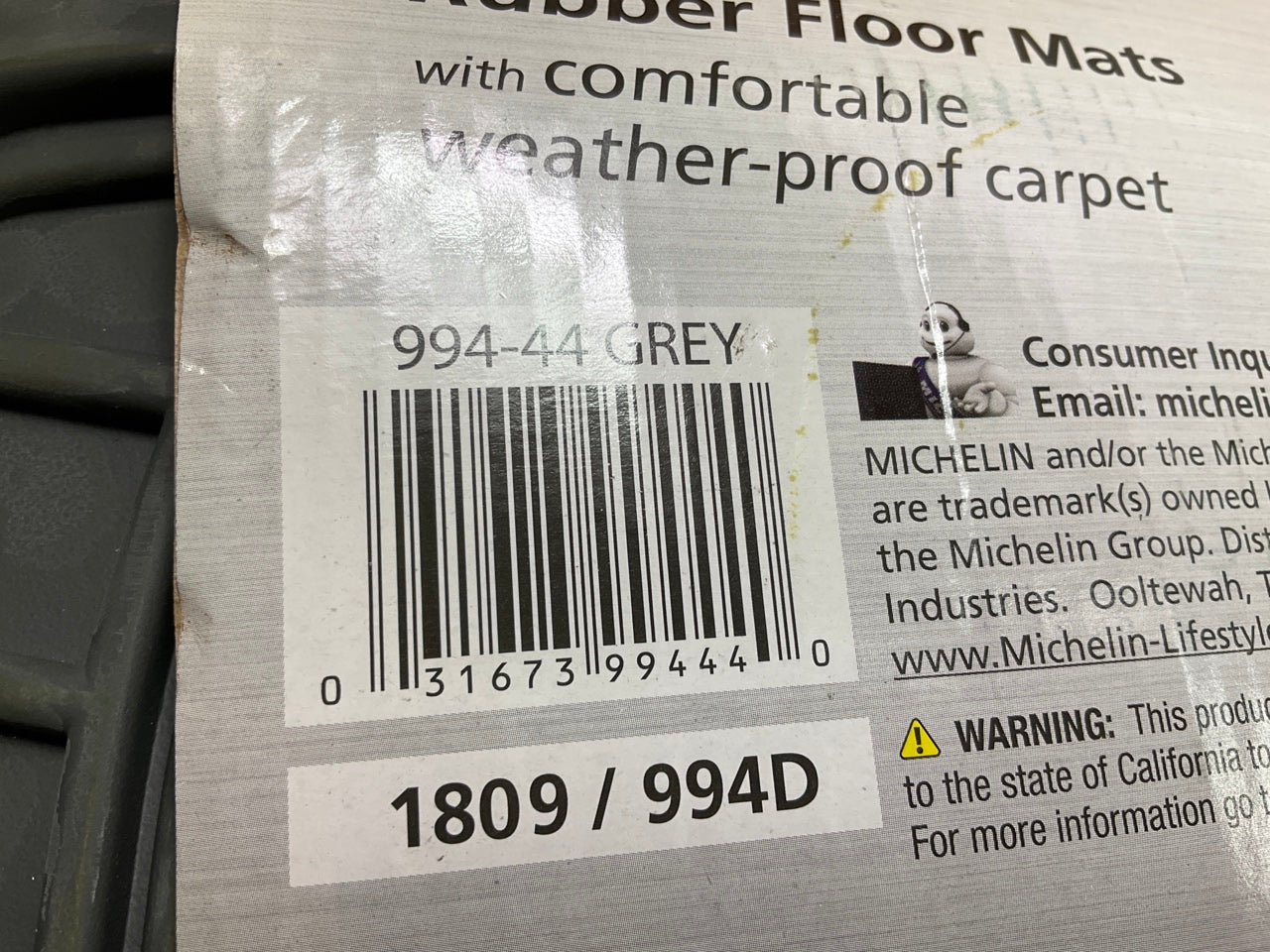 Michelin 994-44 Heavy-Duty Gray Floor Mats Set, 4-Piece, Rubber & Carpet