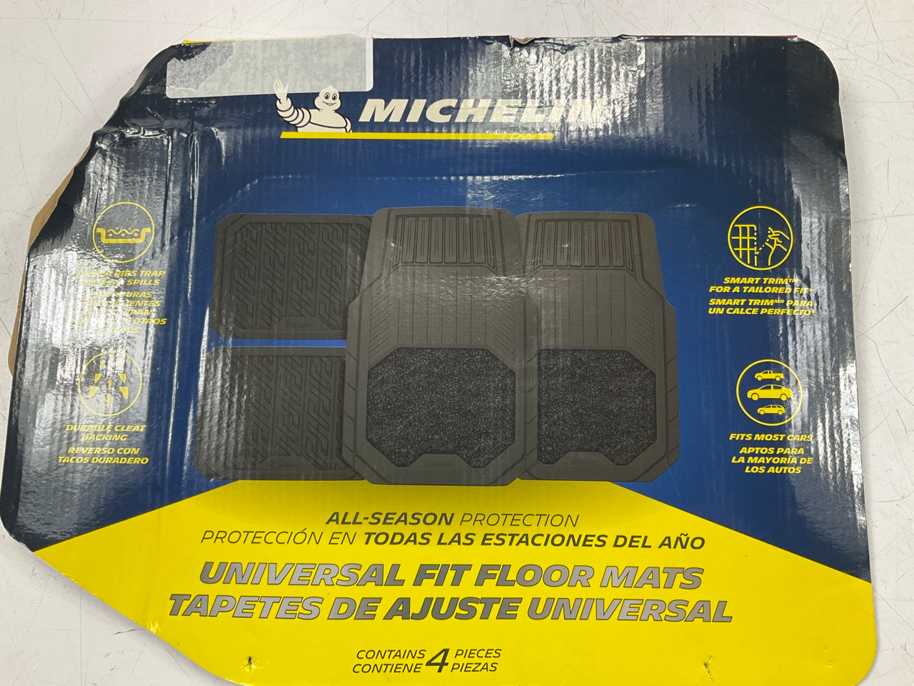 Michelin FL3006B4-2 Cut-To-Fit Heavy Duty Rubber & Carpet Floor Mats, 4-PCs Set