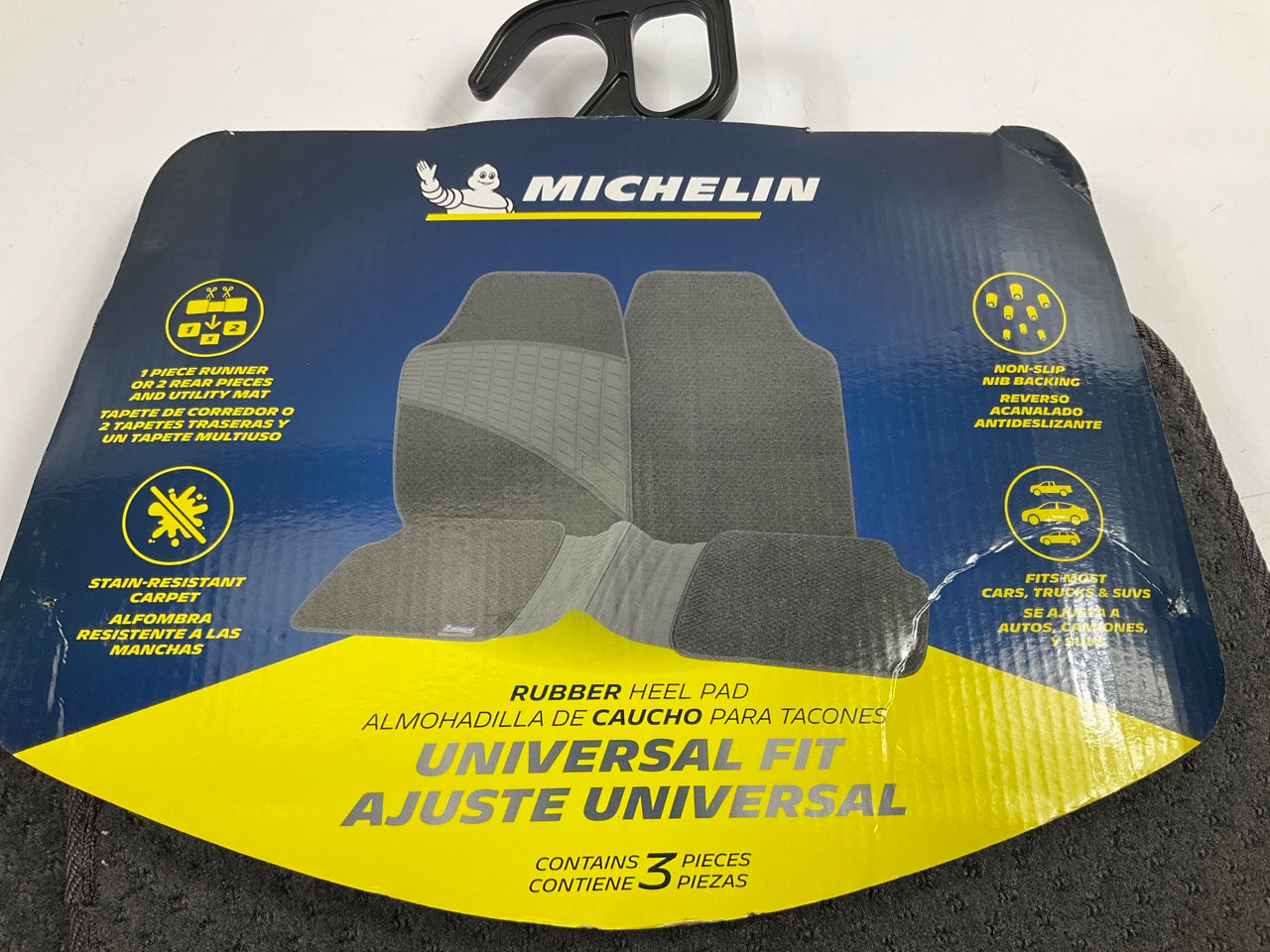 Michelin FL93744-4 Universal 3-Piece Floor Mats Gray Carpet