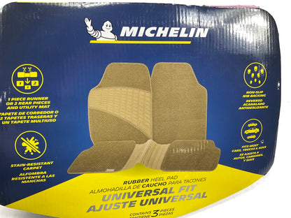 Michelin FL93754 Tan Universal 3-Piece Floor Carpet Mats, Front: 25'' X 16-1/4''