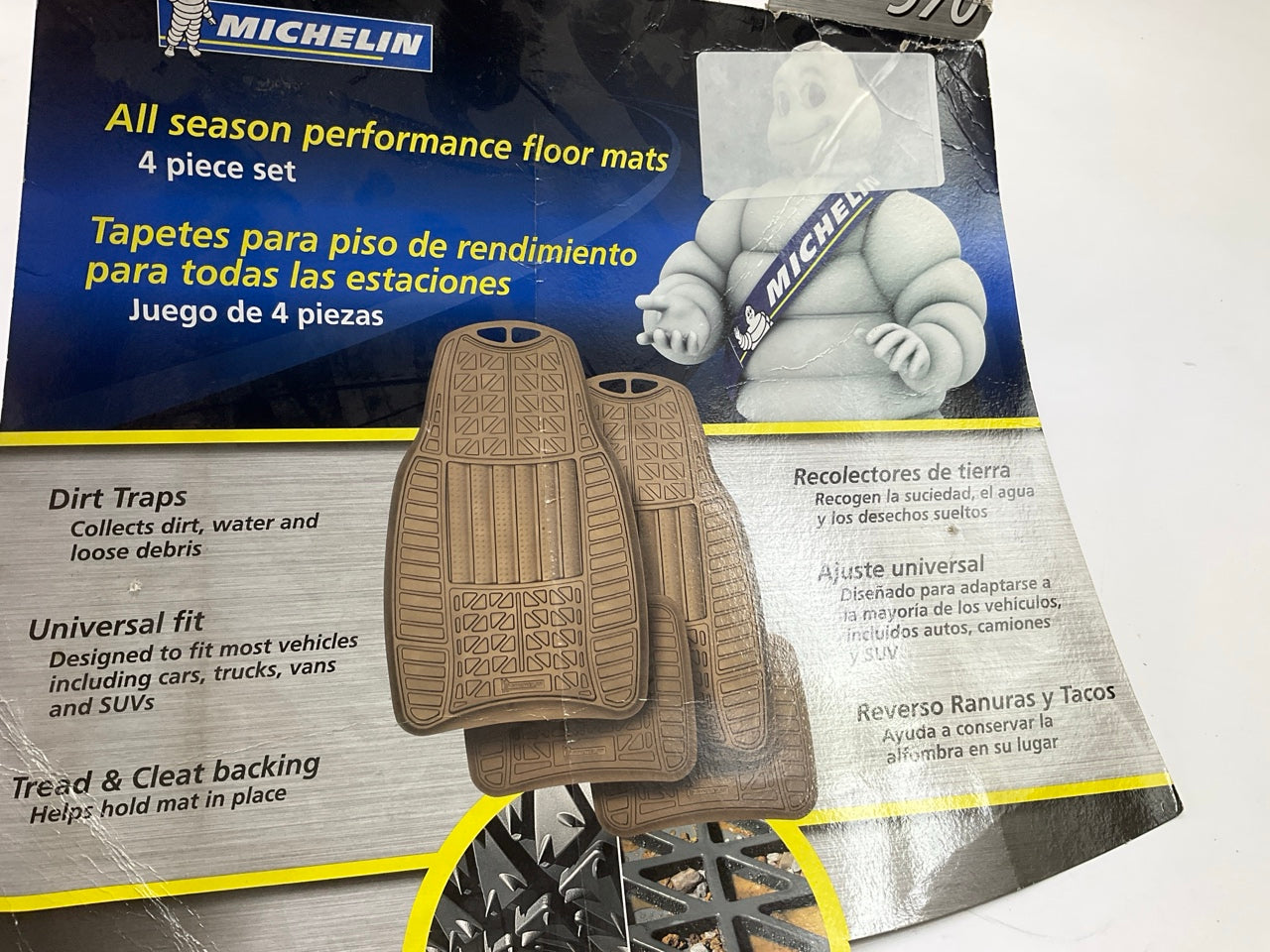 Michelin FL97054-4 Premium Universal All Weather Rubber Floor Mats, 4 Pcs, Tan