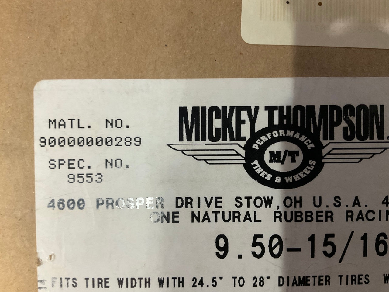 Mickey Thompson 90000000289 Natural Rubber Racing Tire Tube 9.50-15/16 MT 9553