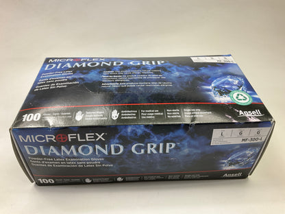 Microflex MF-300-L Diamond Grip Latex Exam Gloves Large Textured, 100 Count