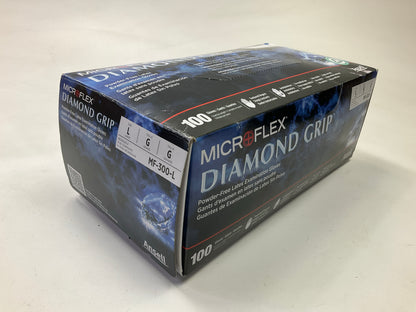 Microflex MF-300-L Diamond Grip Latex Exam Gloves Large Textured, 100 Count