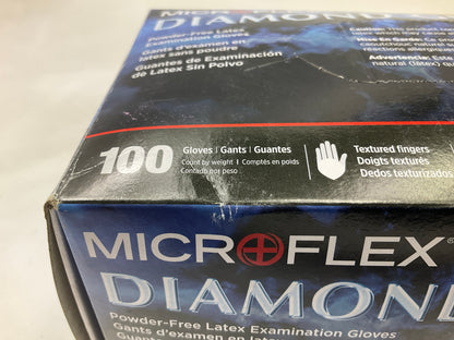 Microflex MF-300-L Diamond Grip Latex Exam Gloves Large Textured, 100 Count