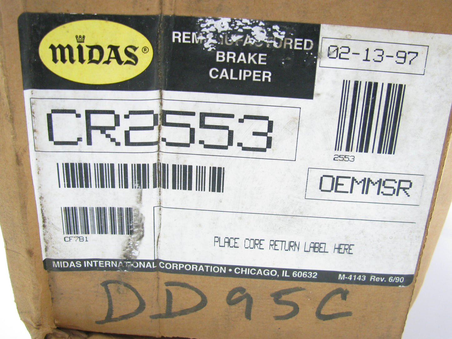 REMAN. Midas CR2553 Front Right Brake Caliper - 1989-1992 Toyota Cressida