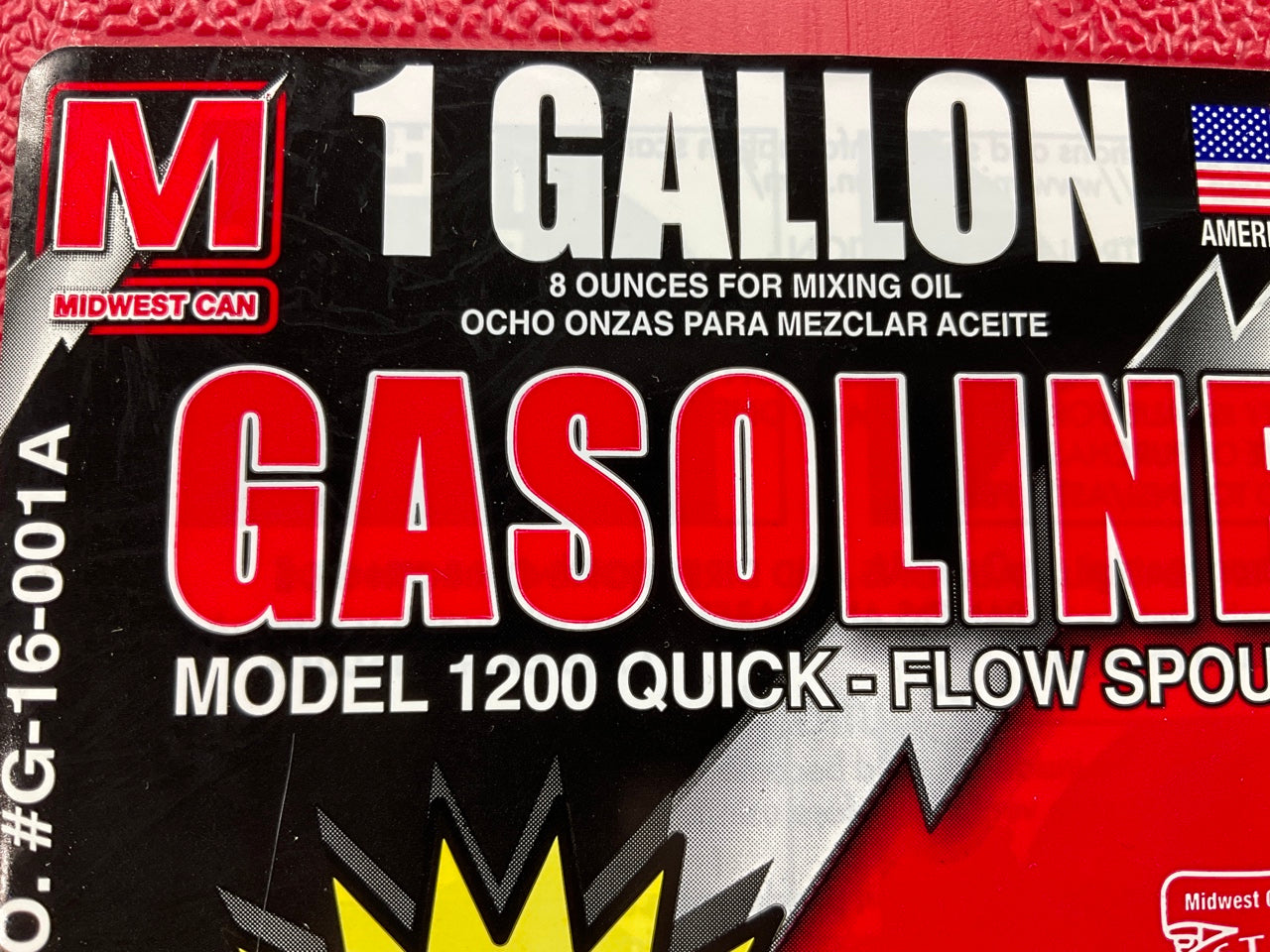 Midwest Can 1200 1 Gallon Red Gas Can Fuel Container Jug