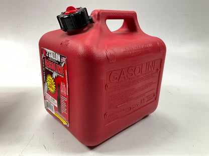 (5) Midwest Can 2300 2-Gallon Red Plastic Gas Fuel Cans With Quick Flow Spout