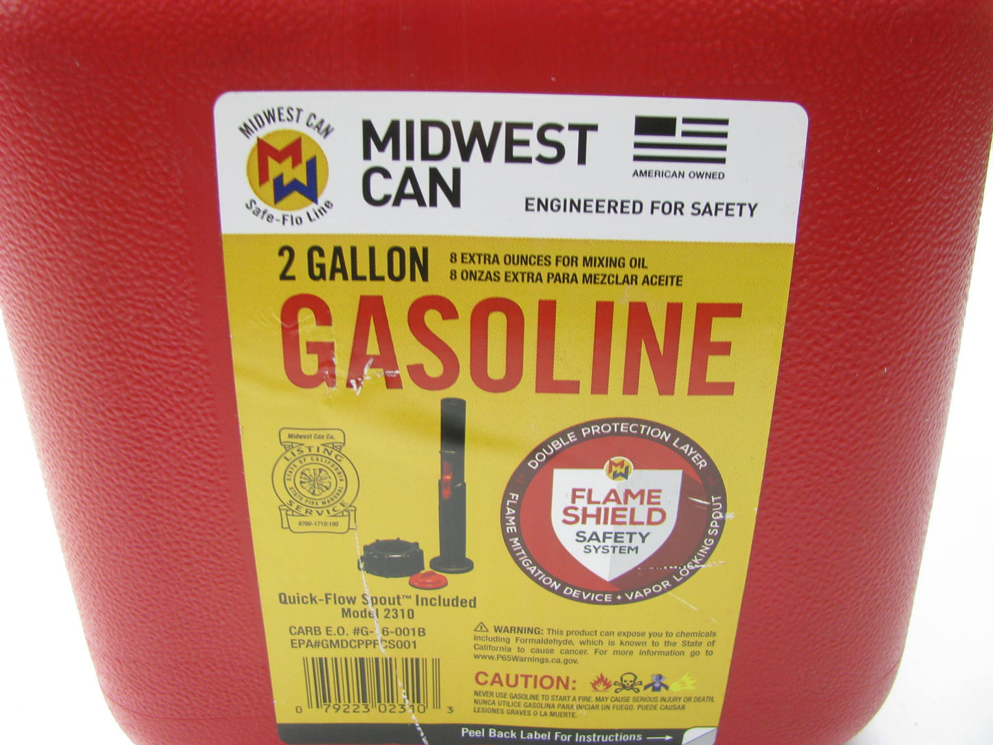 (3) Midwest Can 2310 2 Gallon Red Plastic Gas Can With Flame Shield Safety