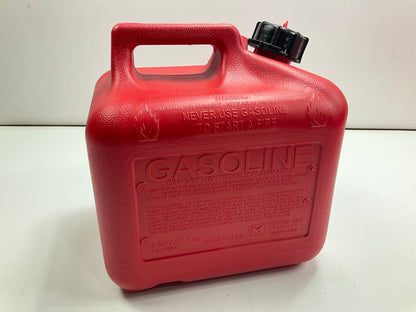 (5) Midwest Can 2310 2-Gallon Red Plastic Fuel Gas Cans With Flame Shield Safety