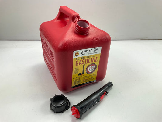 Midwest Can 2310 2-Gallon Red Plastic Fuel Gas Can With Flame Shield Safety