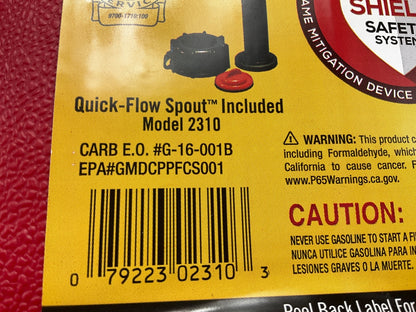 Midwest Can 2310 2-Gallon Red Plastic Fuel Gas Can With Flame Shield Safety
