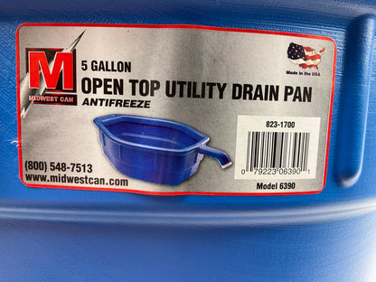 Midwest Can 6390 Oil Catch Drain Pan - 5 Gallon Open Top Utility Drain Pan