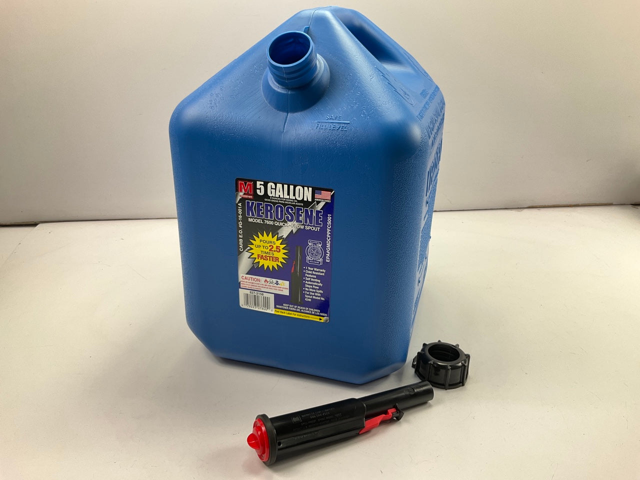 Midwest Can 7600 5 Gallon Blue Plastic Kerosene Fuel Can With Double Handles USA