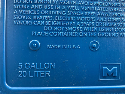 Midwest Can 7600 5 Gallon Blue Plastic Kerosene Fuel Can With Double Handles USA