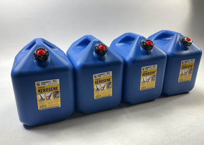 (4) Midwest Can 7610  5-Gallon, Auto Shut Off Spout, Kerosene Can, Made In USA