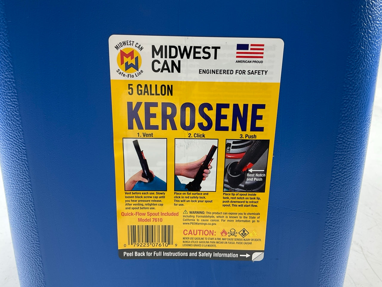 (4) Midwest Can 7610  5-Gallon, Auto Shut Off Spout, Kerosene Can, Made In USA