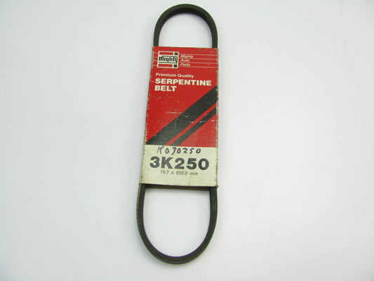 Mighty 3K250 Serpentine Belt - 0.420'' X 25.0'' - 3 Ribs
