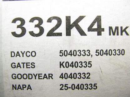Mile Marker 332K4 Serpentine Belt - .56'' X 33.695'' - 4 Ribs