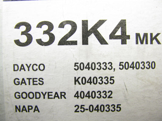 Mile Marker 332K4 Serpentine Belt - .56'' X 33.695'' - 4 Ribs