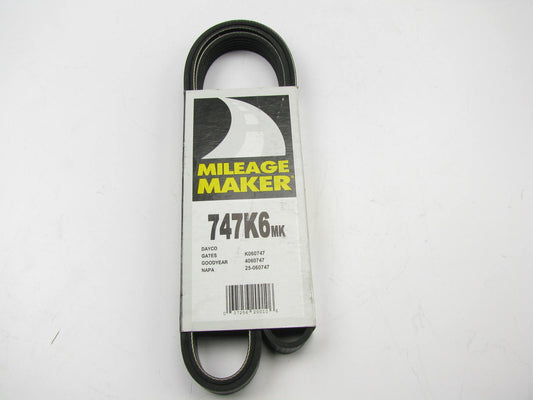Mile Marker 747K6 Serpentine Belt 87-93 GM 2.5L, 03-06 Vibe 1.8L, 00-02 TJ 4.0L