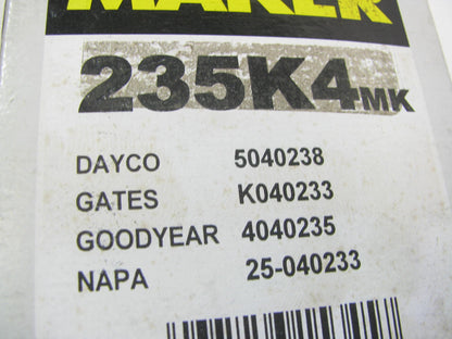 Mileage Maker 235K4MK Serpentine Belt - 0.56'' X 24.00'' - 4 Ribs
