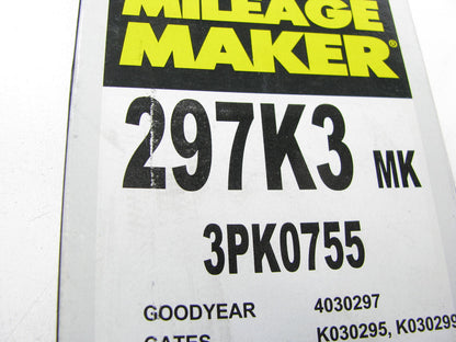 Mileage Maker 297K3 Power Steering Serpentine Belt - 1992-2001 Camry 2.2L