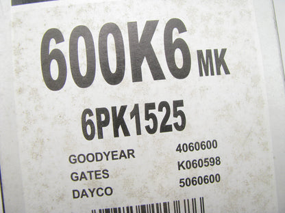 Mileage Maker 600K6MK Serpentine Belt - 0.84'' X 60.50'' - 6 Ribs