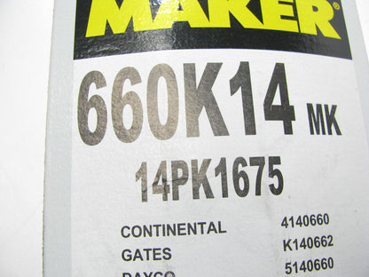 Mileage Maker 660K14 Serpentine Belt - 1.96'' X 66.75'' - 14 Ribs