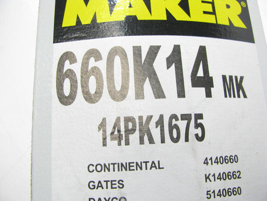 Mileage Maker 660K14 Serpentine Belt - 1.96'' X 66.75'' - 14 Ribs