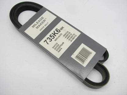 Mileage Maker 735K6MK Serpentine Belt - 0.84'' X 74.00'' - 6 Ribs