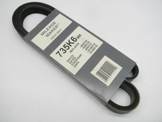 Mileage Maker 735K6MK Serpentine Belt - 0.84'' X 74.00'' - 6 Ribs