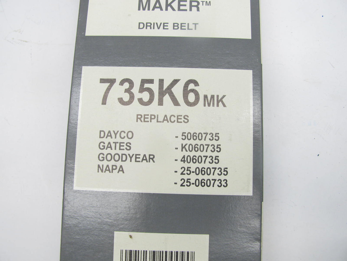 Mileage Maker 735K6MK Serpentine Belt - 0.84'' X 74.00'' - 6 Ribs