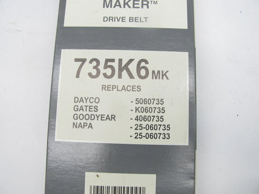 Mileage Maker 735K6MK Serpentine Belt - 0.84'' X 74.00'' - 6 Ribs
