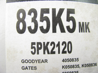 Mileage Maker 835K5MK Serpentine Belt - 0.69'' X 84.00'' - 5 Ribs