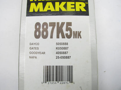 Mileage Maker 887K5MK Serpentine Belt - 0.69'' X 89.25'' - 5 Ribs
