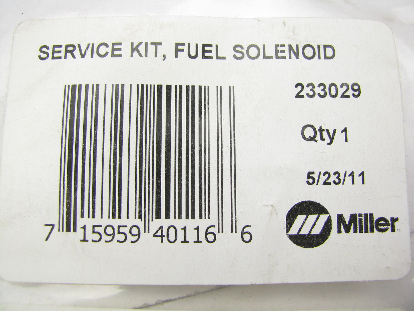 Miller 233029 Fuel Solenoid Service Kit For Big Blue W/ Deutz F4L2011 F3L2011