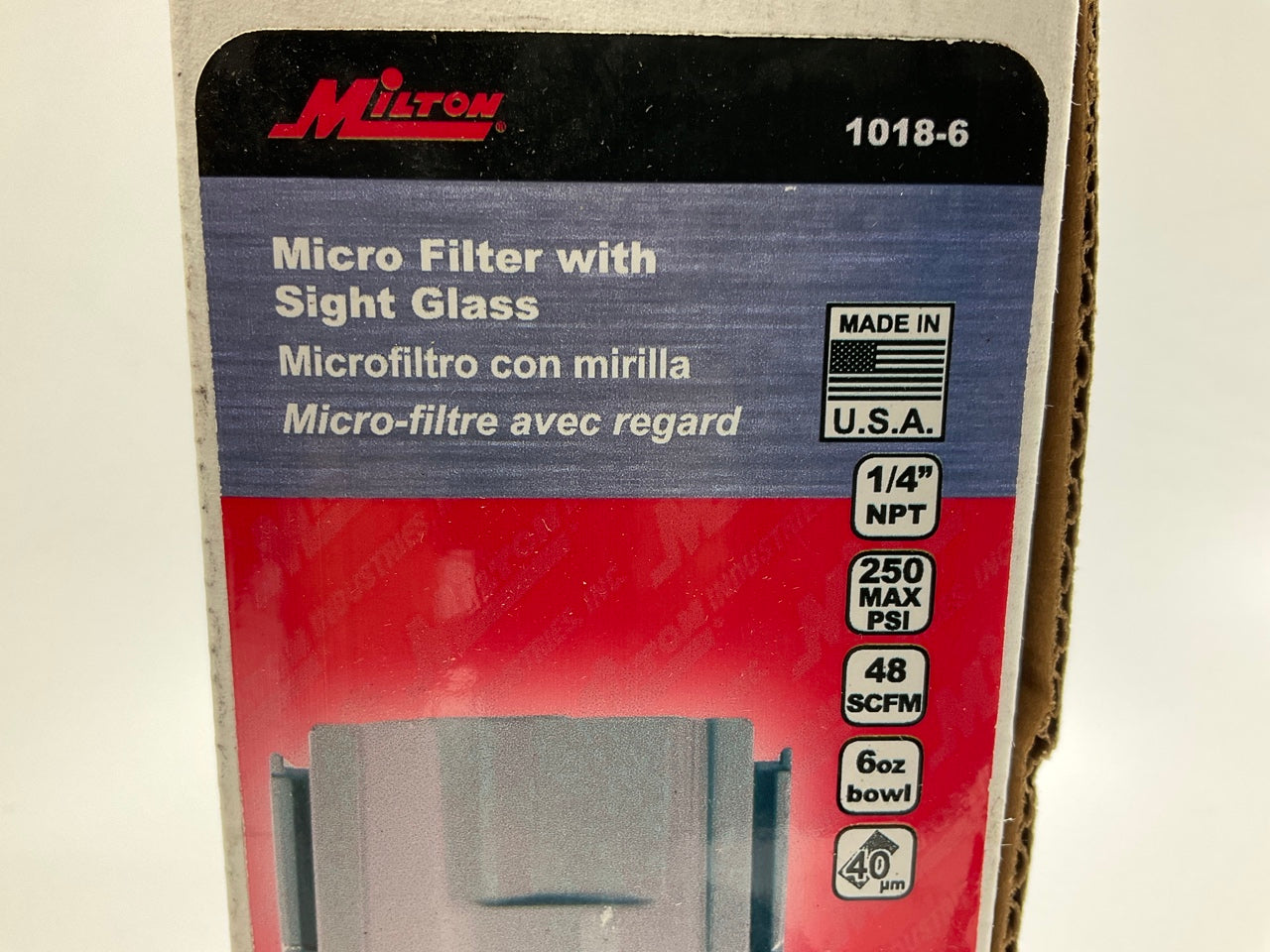 Milton 1018-6 Micro Air Filter 1/4'' NPT Site Glass Metal Bowl Overnight Drain