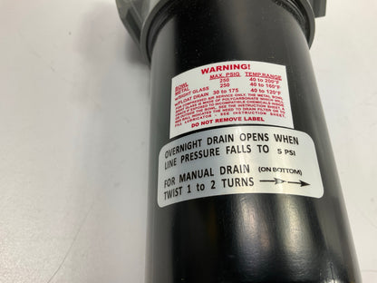Milton 1022-8 3/4'' NPT Metal FRL Micro Air Compressor Filter, 10 Oz. Bowl